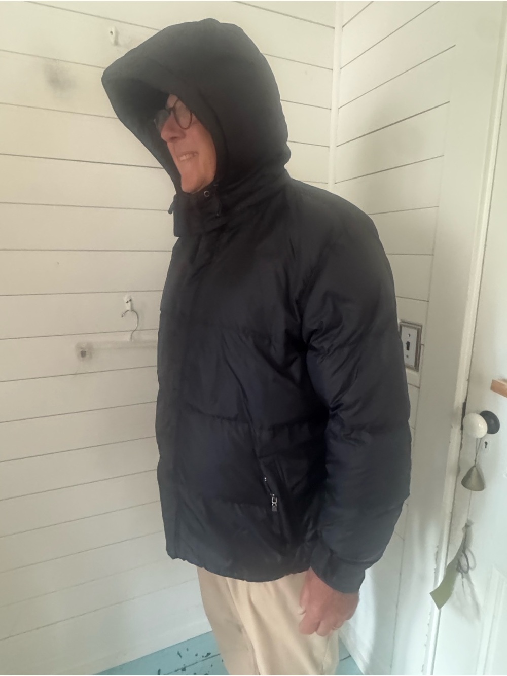 Eddie Bauer Size XL Down Puffer Jacket Detachable Hood Storm Flap